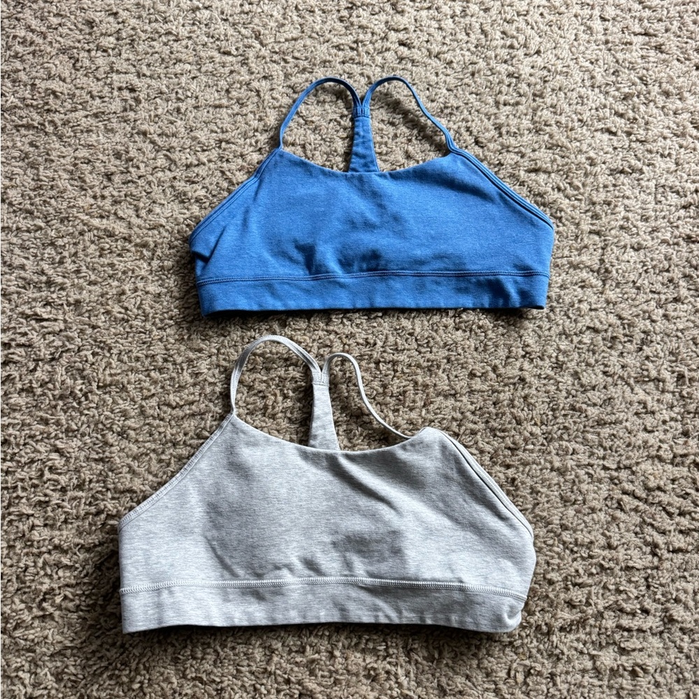 Athleta Girls Halter Sports Bras - Blue & Light Gray